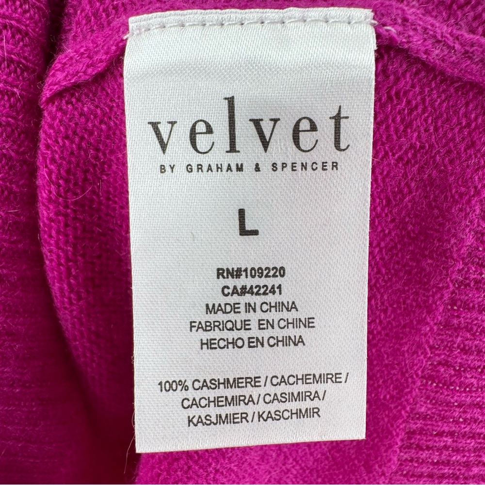 Velvet by Graham & Spencer Pink 100% Cashmere Crewneck Sweater Size L - Picture 5 of 7